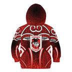 St George Illawarra Dragons Rugby Kid Hoodie Polynesian Tribal Dragon Warrior Red Pattern