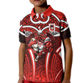 St George Illawarra Dragons Rugby Kid Polo Shirt Polynesian Tribal Dragon Warrior Red Pattern