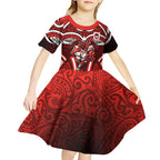 St George Illawarra Dragons Rugby Kid Short Sleeve Dress Polynesian Tribal Dragon Warrior Red Pattern