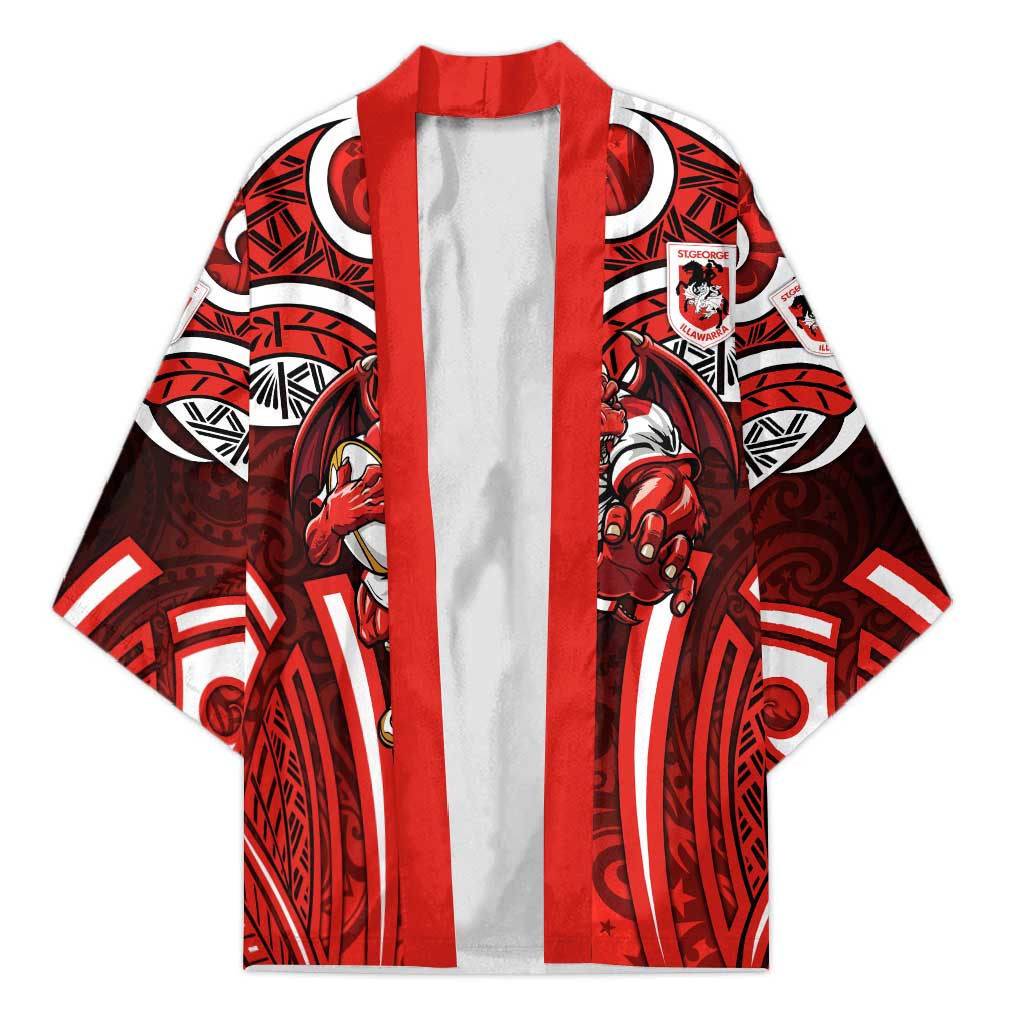 St George Illawarra Dragons Rugby Kimono Polynesian Tribal Dragon Warrior Red Pattern