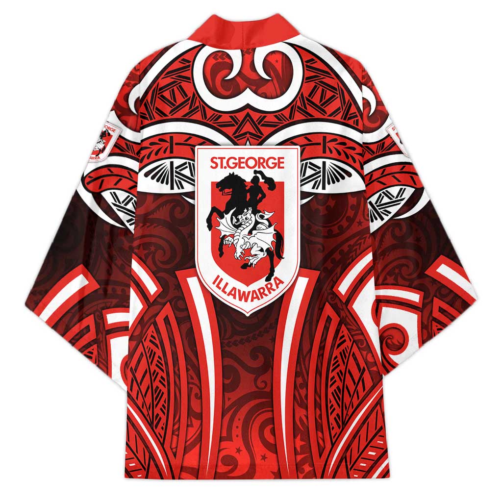 St George Illawarra Dragons Rugby Kimono Polynesian Tribal Dragon Warrior Red Pattern