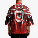 St George Illawarra Dragons Rugby Kimono Polynesian Tribal Dragon Warrior Red Pattern