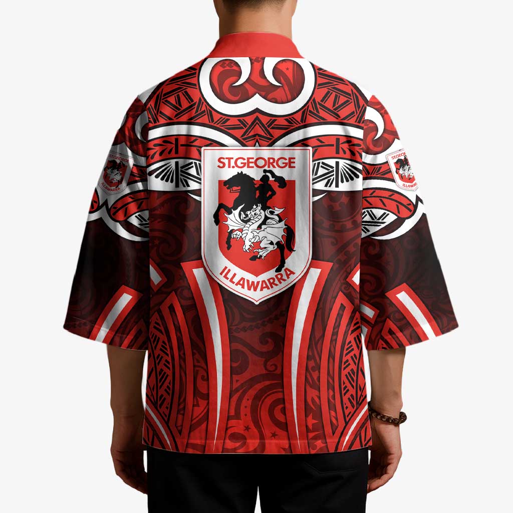 St George Illawarra Dragons Rugby Kimono Polynesian Tribal Dragon Warrior Red Pattern