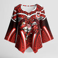 St George Illawarra Dragons Rugby Kimono Sleeve Blouse Polynesian Tribal Dragon Warrior Red Pattern