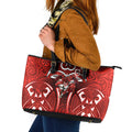 St George Illawarra Dragons Rugby Leather Tote Bag Polynesian Tribal Dragon Warrior Red Pattern