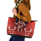 St George Illawarra Dragons Rugby Leather Tote Bag Polynesian Tribal Dragon Warrior Red Pattern