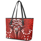 St George Illawarra Dragons Rugby Leather Tote Bag Polynesian Tribal Dragon Warrior Red Pattern