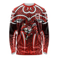 St George Illawarra Dragons Rugby Long Sleeve Shirt Polynesian Tribal Dragon Warrior Red Pattern