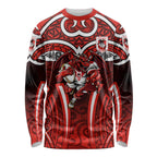 St George Illawarra Dragons Rugby Long Sleeve Shirt Polynesian Tribal Dragon Warrior Red Pattern