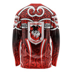 St George Illawarra Dragons Rugby Long Sleeve Shirt Polynesian Tribal Dragon Warrior Red Pattern