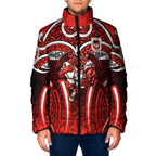 St George Illawarra Dragons Rugby Padded Jacket Polynesian Tribal Dragon Warrior Red Pattern