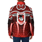 St George Illawarra Dragons Rugby Padded Jacket Polynesian Tribal Dragon Warrior Red Pattern