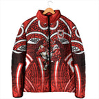 St George Illawarra Dragons Rugby Padded Jacket Polynesian Tribal Dragon Warrior Red Pattern
