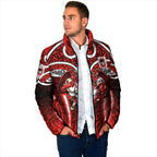 St George Illawarra Dragons Rugby Padded Jacket Polynesian Tribal Dragon Warrior Red Pattern