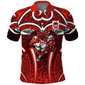 St George Illawarra Dragons Rugby Polo Shirt Polynesian Tribal Dragon Warrior Red Pattern