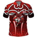 St George Illawarra Dragons Rugby Polo Shirt Polynesian Tribal Dragon Warrior Red Pattern