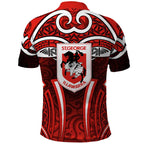 St George Illawarra Dragons Rugby Polo Shirt Polynesian Tribal Dragon Warrior Red Pattern