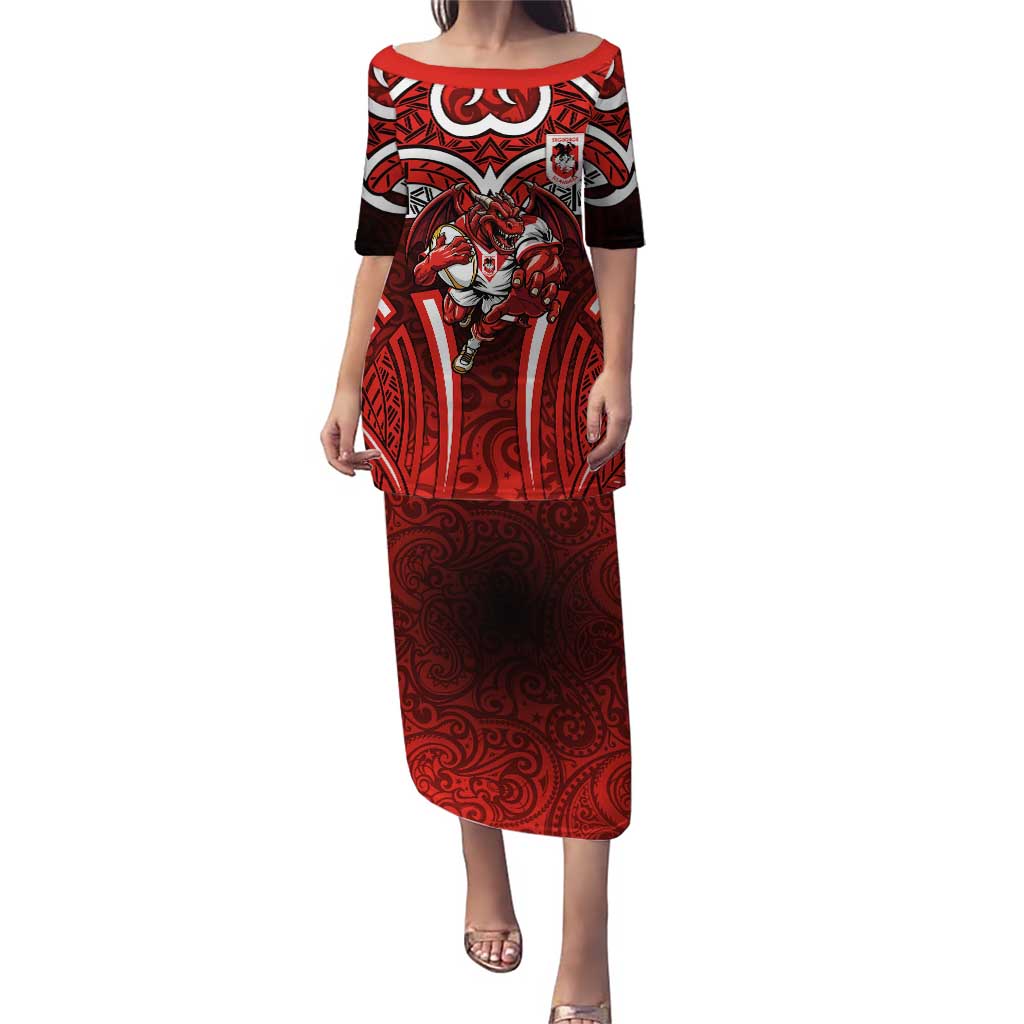 St George Illawarra Dragons Rugby Puletasi Polynesian Tribal Dragon Warrior Red Pattern