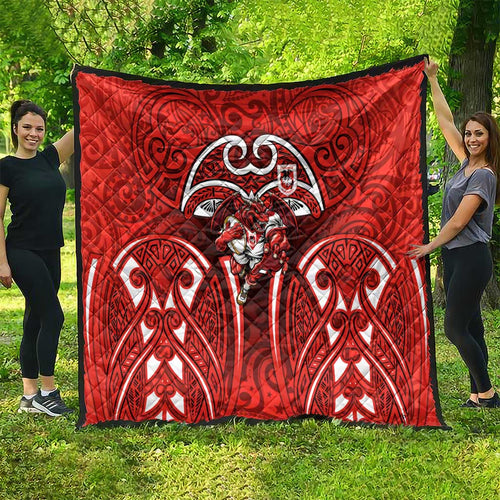 St George Illawarra Dragons Rugby Quilt Polynesian Tribal Dragon Warrior Red Pattern