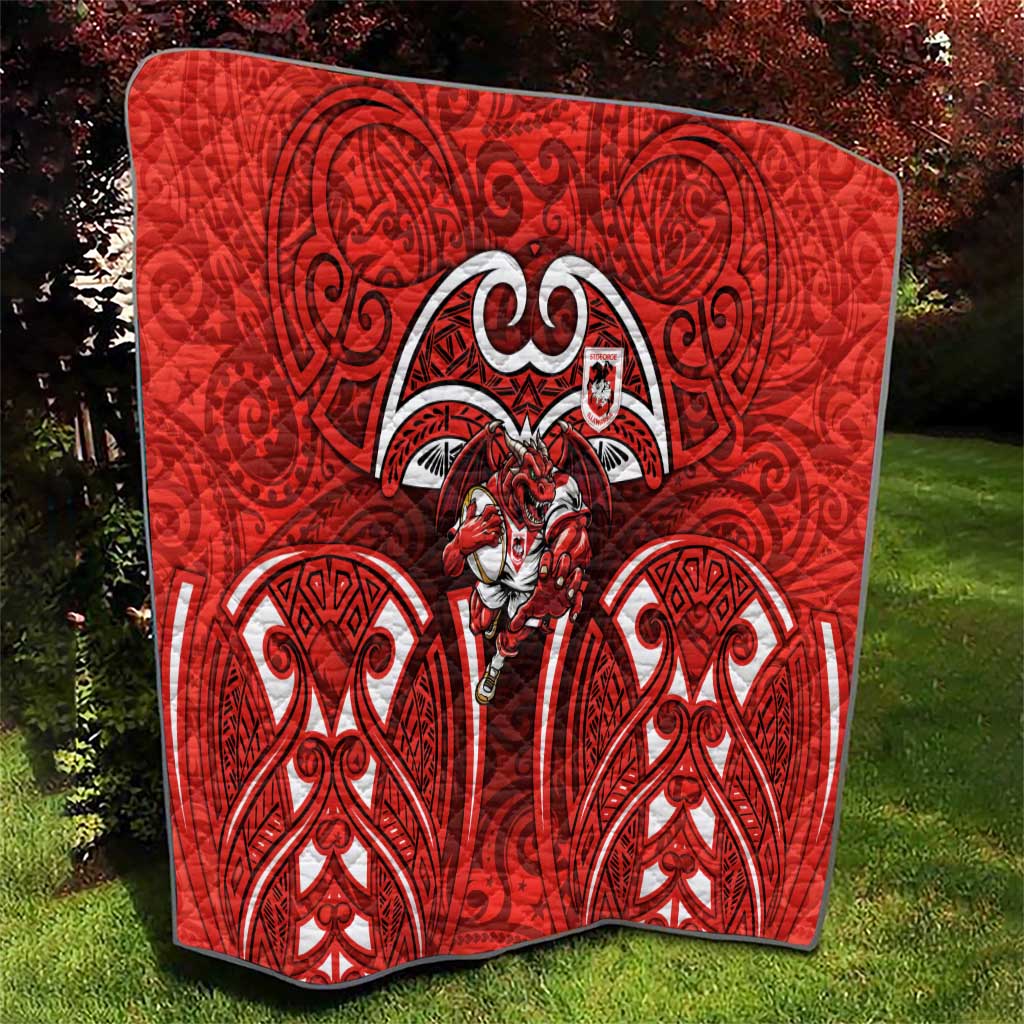 St George Illawarra Dragons Rugby Quilt Polynesian Tribal Dragon Warrior Red Pattern