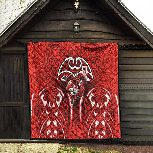 St George Illawarra Dragons Rugby Quilt Polynesian Tribal Dragon Warrior Red Pattern