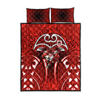 St George Illawarra Dragons Rugby Quilt Bed Set Polynesian Tribal Dragon Warrior Red Pattern