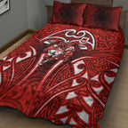 St George Illawarra Dragons Rugby Quilt Bed Set Polynesian Tribal Dragon Warrior Red Pattern
