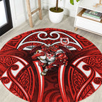 St George Illawarra Dragons Rugby Round Carpet Polynesian Tribal Dragon Warrior Red Pattern