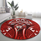 St George Illawarra Dragons Rugby Round Carpet Polynesian Tribal Dragon Warrior Red Pattern