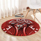 St George Illawarra Dragons Rugby Round Carpet Polynesian Tribal Dragon Warrior Red Pattern