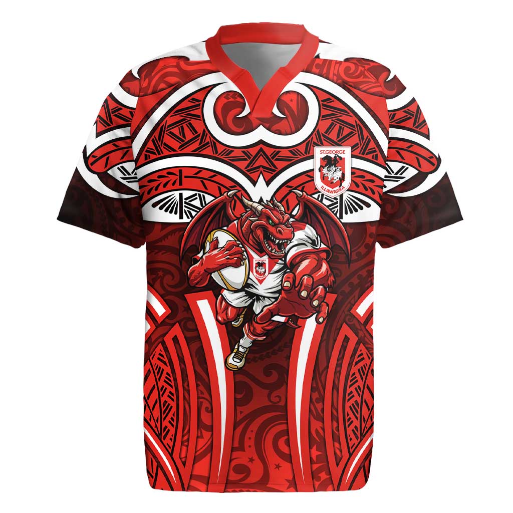 St George Illawarra Dragons Rugby Rugby Jersey Polynesian Tribal Dragon Warrior Red Pattern