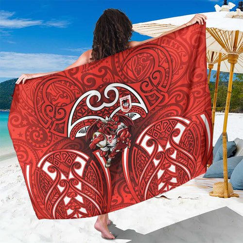 St George Illawarra Dragons Rugby Sarong Polynesian Tribal Dragon Warrior Red Pattern
