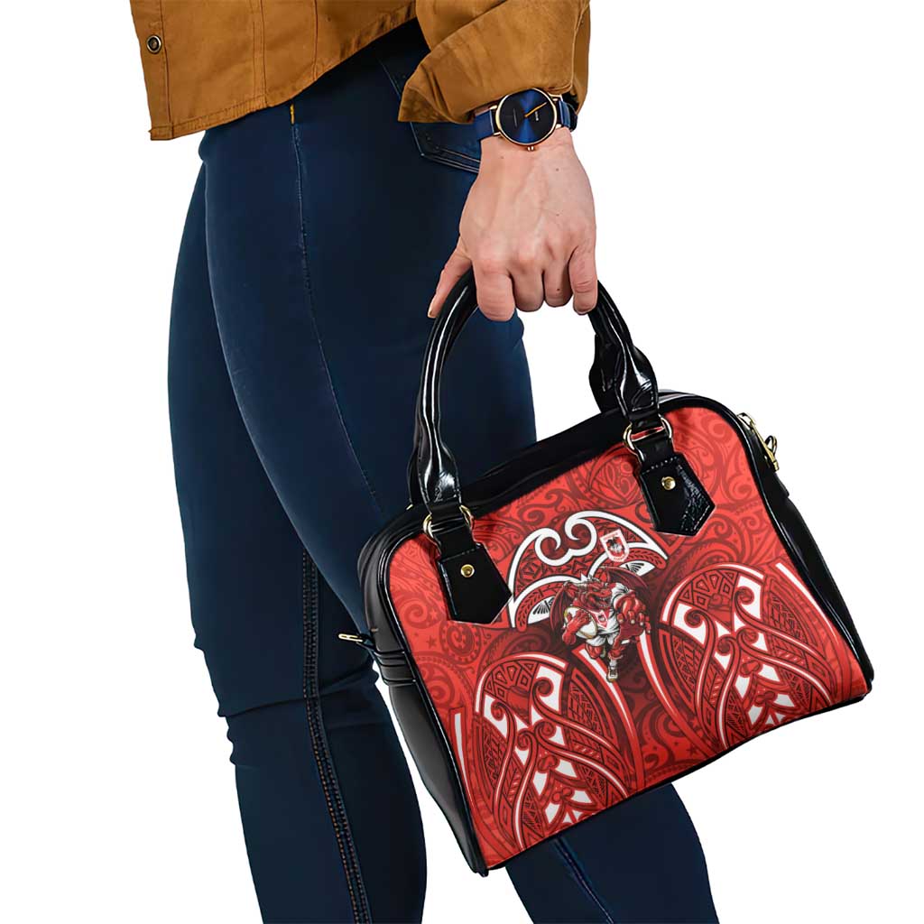St George Illawarra Dragons Rugby Shoulder Handbag Polynesian Tribal Dragon Warrior Red Pattern