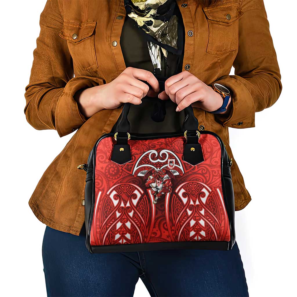 St George Illawarra Dragons Rugby Shoulder Handbag Polynesian Tribal Dragon Warrior Red Pattern