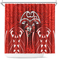 St George Illawarra Dragons Rugby Shower Curtain Polynesian Tribal Dragon Warrior Red Pattern