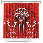St George Illawarra Dragons Rugby Shower Curtain Polynesian Tribal Dragon Warrior Red Pattern