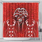 St George Illawarra Dragons Rugby Shower Curtain Polynesian Tribal Dragon Warrior Red Pattern