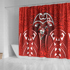 St George Illawarra Dragons Rugby Shower Curtain Polynesian Tribal Dragon Warrior Red Pattern