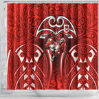 St George Illawarra Dragons Rugby Shower Curtain Polynesian Tribal Dragon Warrior Red Pattern