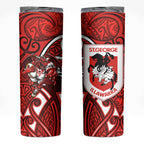 St George Illawarra Dragons Rugby Skinny Tumbler Polynesian Tribal Dragon Warrior Red Pattern