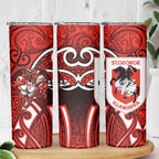St George Illawarra Dragons Rugby Skinny Tumbler Polynesian Tribal Dragon Warrior Red Pattern