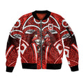 St George Illawarra Dragons Rugby Sleeve Zip Bomber Jacket Polynesian Tribal Dragon Warrior Red Pattern