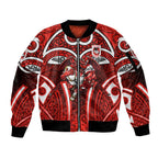 St George Illawarra Dragons Rugby Sleeve Zip Bomber Jacket Polynesian Tribal Dragon Warrior Red Pattern