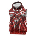 St George Illawarra Dragons Rugby Sleeveless Hoodie Polynesian Tribal Dragon Warrior Red Pattern