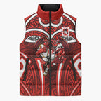 St George Illawarra Dragons Rugby Sleeveless Puffer Jacket Polynesian Tribal Dragon Warrior Red Pattern