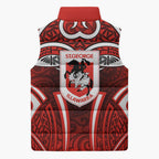 St George Illawarra Dragons Rugby Sleeveless Puffer Jacket Polynesian Tribal Dragon Warrior Red Pattern