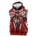 St George Illawarra Dragons Rugby Sleeveless Zip Hoodie Polynesian Tribal Dragon Warrior Red Pattern