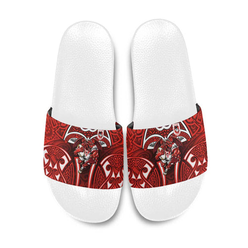 St George Illawarra Dragons Rugby Slide Sandals Polynesian Tribal Dragon Warrior Red Pattern