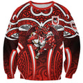 St George Illawarra Dragons Rugby Sweatshirt Polynesian Tribal Dragon Warrior Red Pattern
