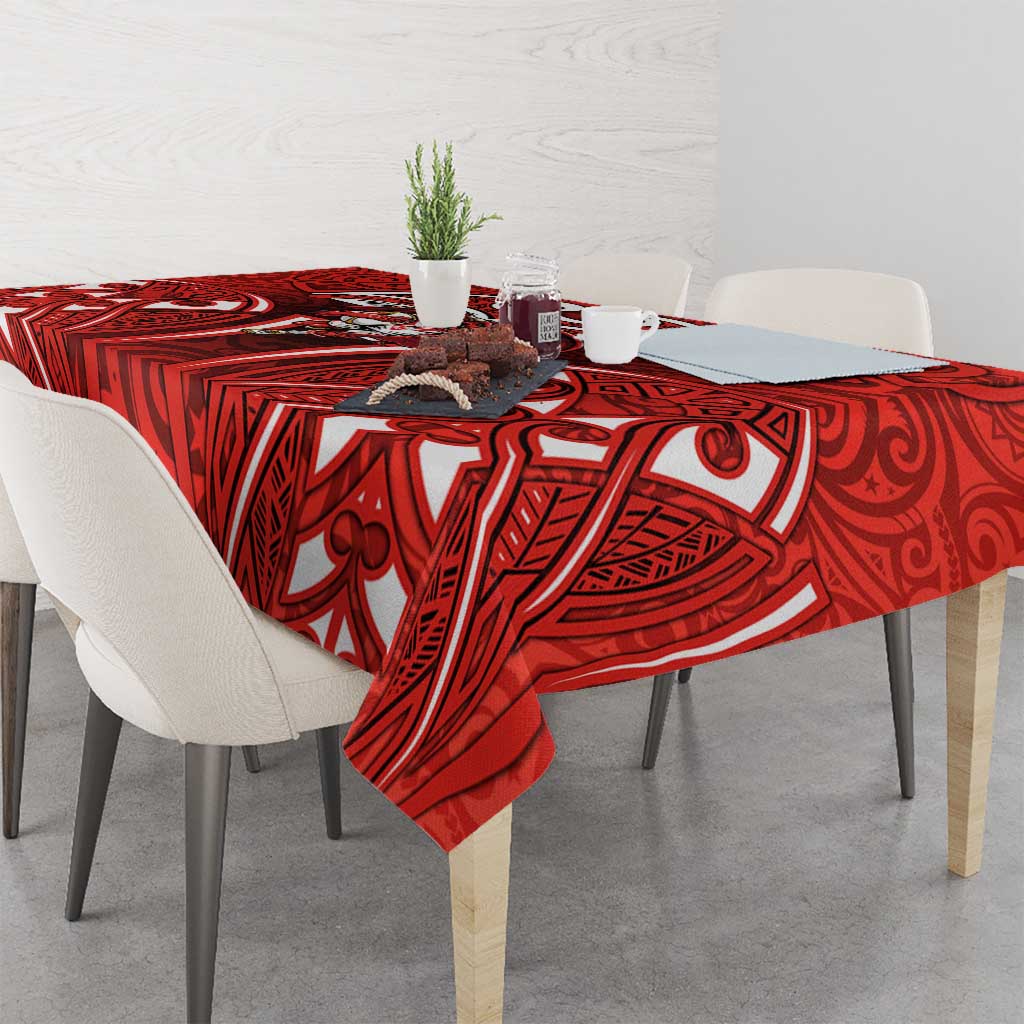St George Illawarra Dragons Rugby Tablecloth Polynesian Tribal Dragon Warrior Red Pattern